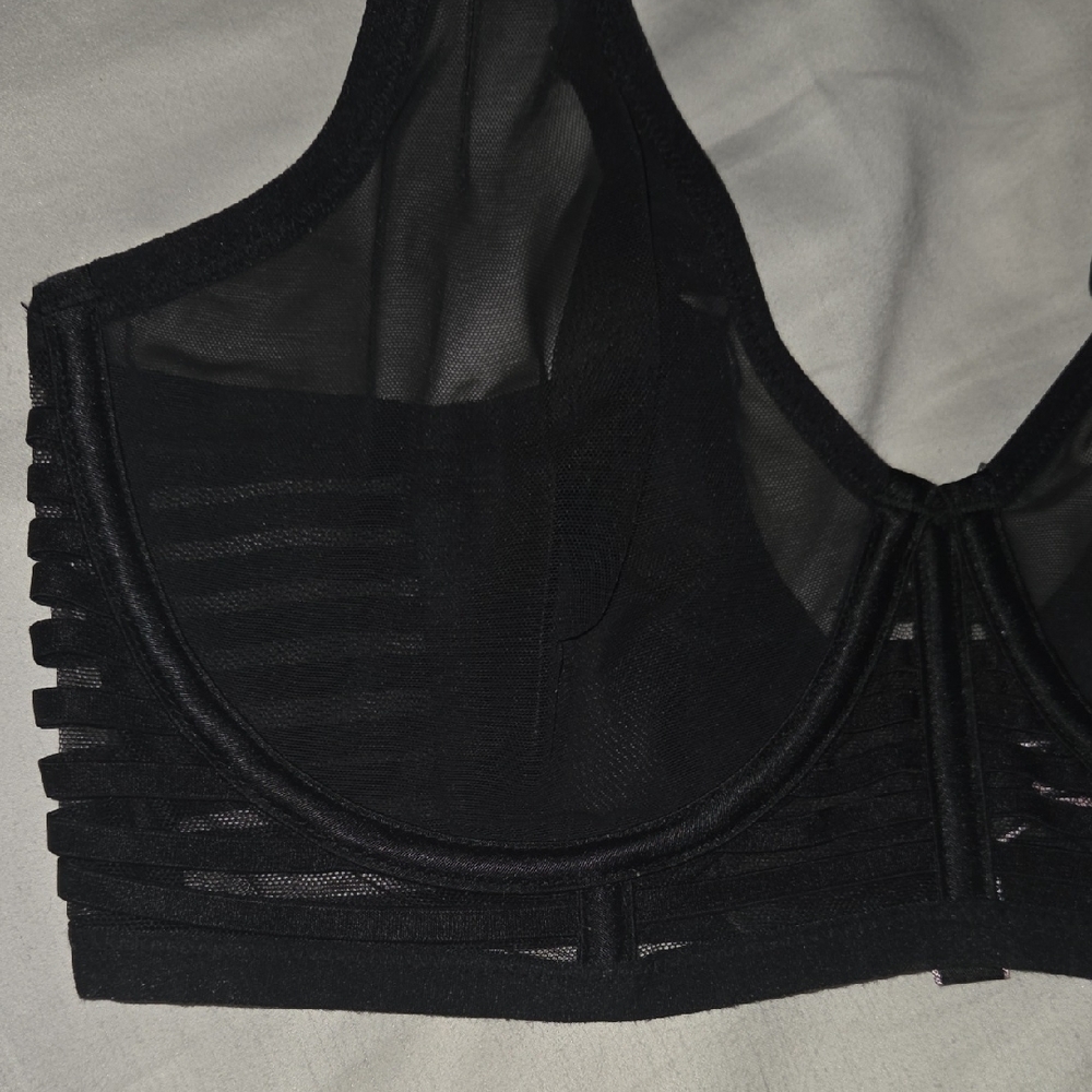 Victoria's Secret Luxe Lingerie Unlined Mesh Full Coverage Plunge Bra Corset - Picture 3 of 8